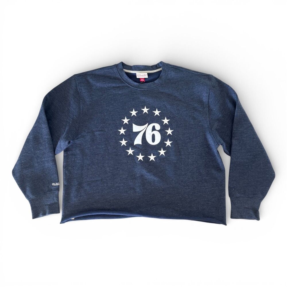 Philadelphia 76ers Mitchell & Ness "Playoff Win" Sweatshirt Navy Blue Mens 2XL